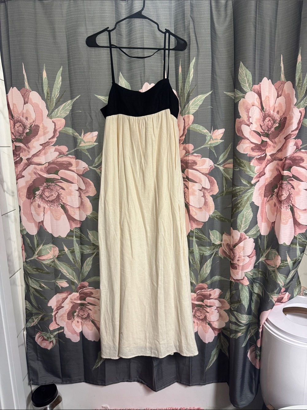 House of Harlow 1960 Black and Cream Spaghetti-Strap Maxi Dress